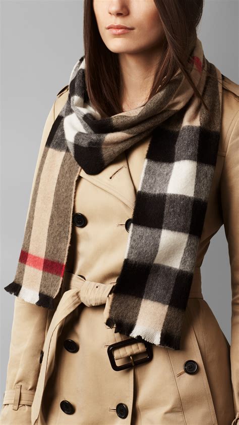 burberry camel giant check scarf|original Burberry cashmere scarf.